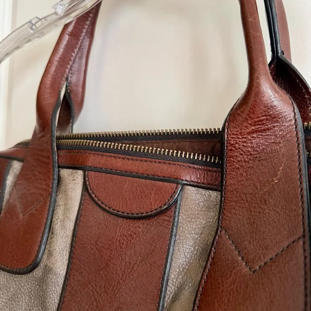 Fossil Brown and Silver Satchel